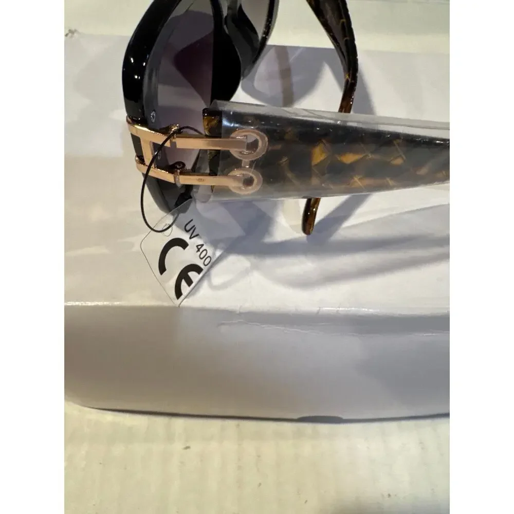 SUNGLASSES HIGH FASHION Tortoiseshell TEXTURED LINKED TEMPLES UV 400 Protection